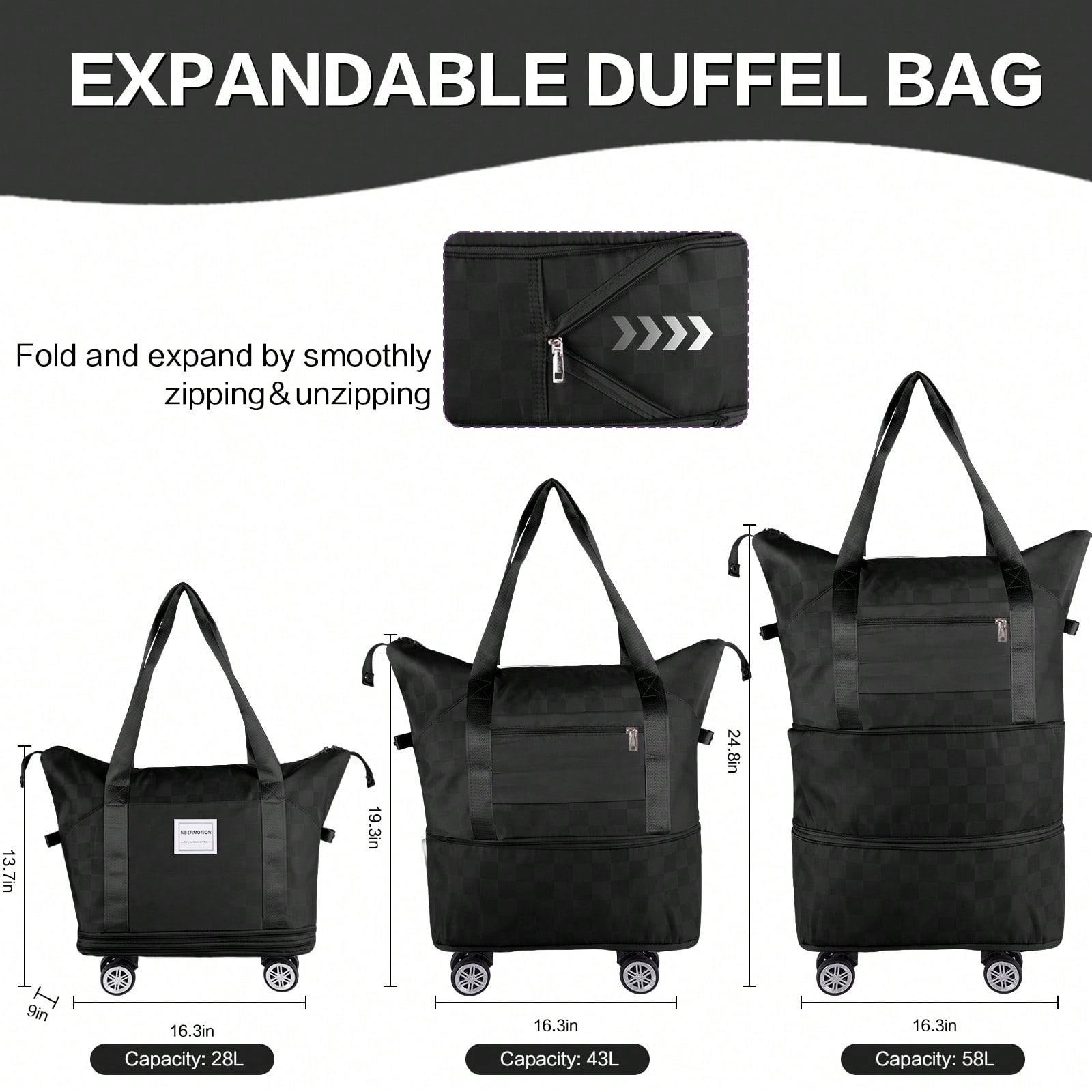 Sac de voyage à roulettes exte - Foldable Rolling Luggage Bag avis et prix